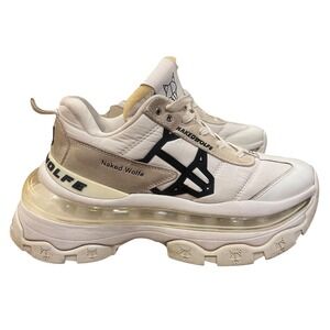 Naked Wolfe Platform Sneakers White Cream Chunky Trainer Shoe Style Fighter US 9